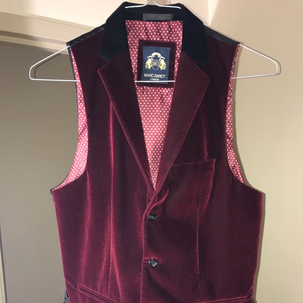 Red Velvet Button Up Vest